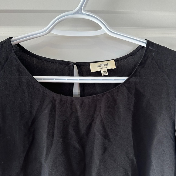 Aritzia Wilfred Women’s Silk Dark Romance Black Long Sleeve Lace Top Size XXS - Picture 3 of 6